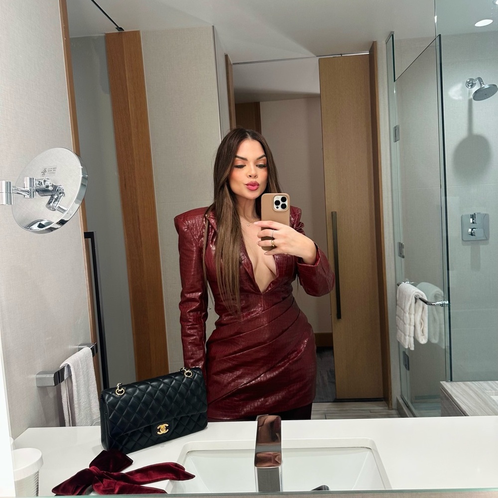 PrettyLittleThing Burgundy Mini Dress